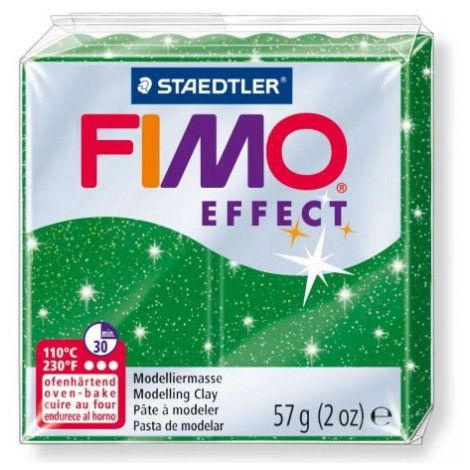 Kostka FIMO effect 57g, zielony brokatowy, masa termoutwardzalna